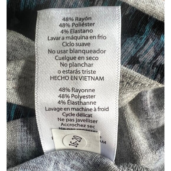 LuLaRoe Carly Striped Short Sleeve High-Low Dress Gray & Teal Comfortable Small - Picture 11 of 14